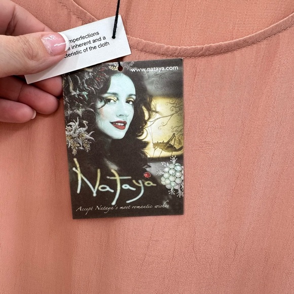 NATAYA Pink crepe embroidered split hem midi woman maxi timeless dress NWT 2X - Picture 7 of 11